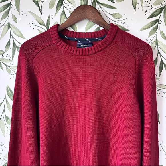 Lands’ End Men’s Cotton Drifter Sweater. Large. Red. - Picture 2 of 8